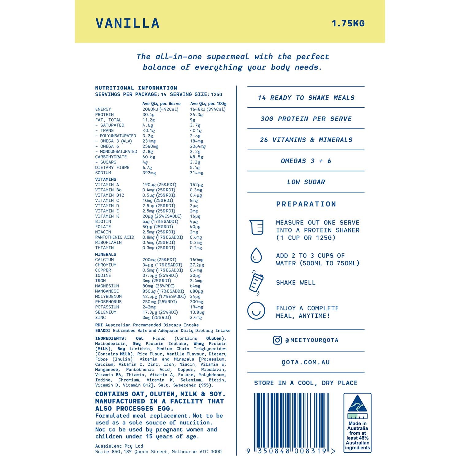 QOTA POWDER: VANILLA